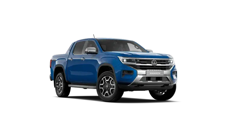 amarok-ico Frontansicht eines blauen Volkswagen Amarok, leistungsfähig und robust für alle Geländetypen.