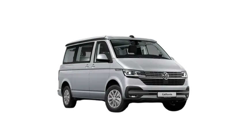 ocean-t6 Silberner Volkswagen California Ocean T6.1 mit geschlossenem Aufstelldach.