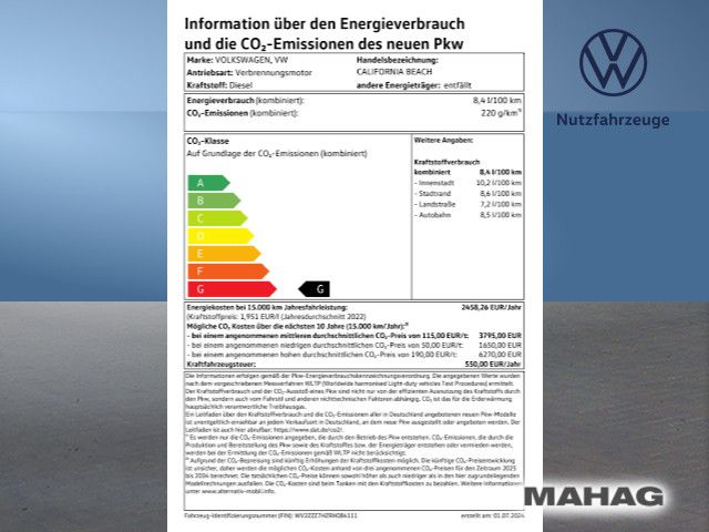 Fahrzeugabbildung Volkswagen T6.1 California BeachTour 2,0l 110kW TDI 4MOT DS